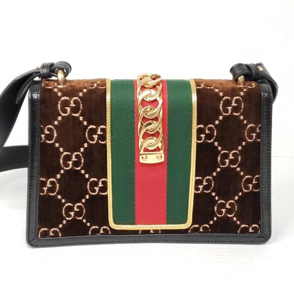 Authentic Gucci Sylvie GG Brown Shoulder Bag Luxury Designer Bag - Picture 3 of 16